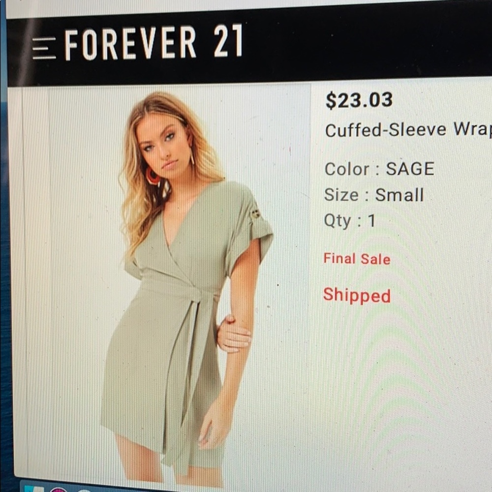Cuffed sleeve wrap dress